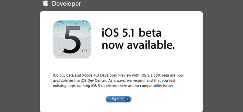 Már a fejlesztőknél az iOS 5.1 beta