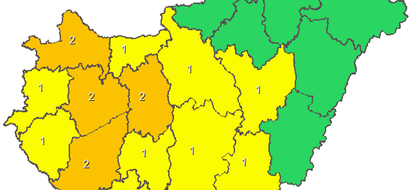 Orkánerejű szél, felhőszakadás miatt sárgul be az ország nagy része – térkép