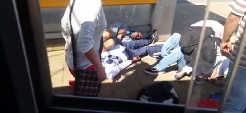 Földön rángatózó fiatalokat videóztak le az 1-es villamos megállójában