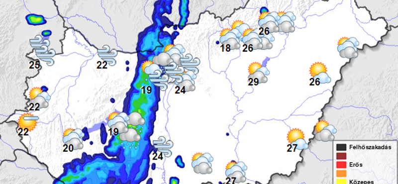 Itt jön a hűsítő zápor - térkép