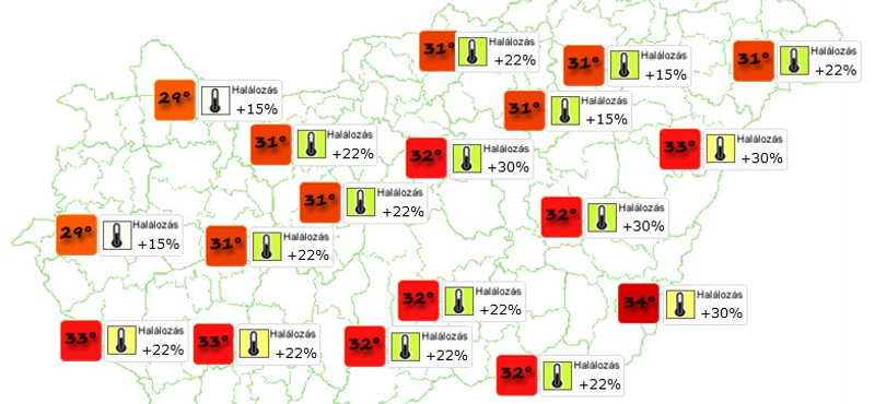 Hány ember halhat meg a kánikulában? – térkép