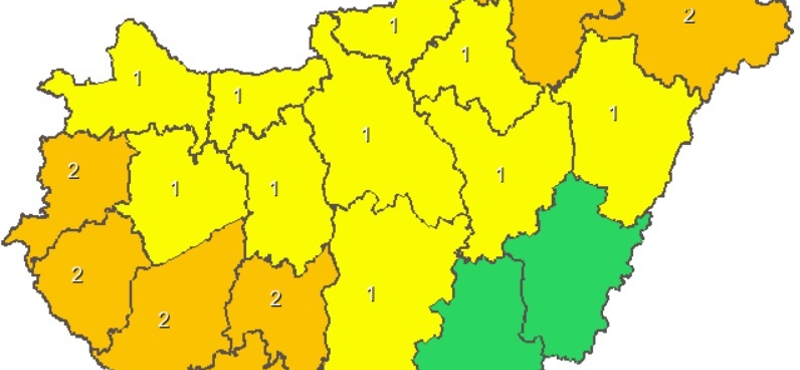 Kettes fokozatú figyelmeztetést adtak ki magas hőmérséklet és zivatar miatt