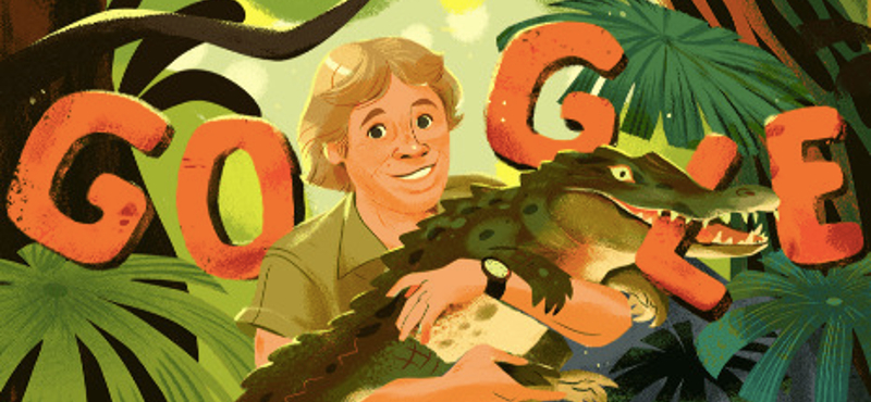 Miért került ma a krokodilvadász Steve Irwin a Google főoldalára?