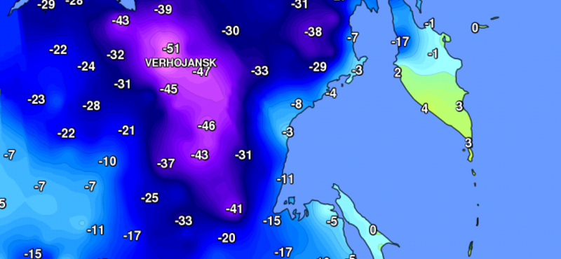 Máris -51 fokot mértek, pedig elvileg még nincs is tél - térkép