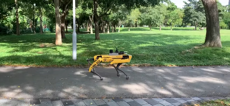 Szingapúrban robotkutya figyelmezteti a szabadban járókat, hogy tartsanak nagyobb távolságot – videó