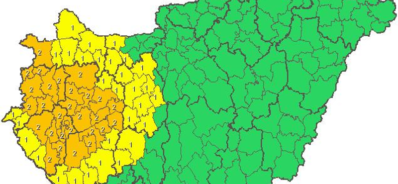 Narancssárga riasztást adtak ki – térkép