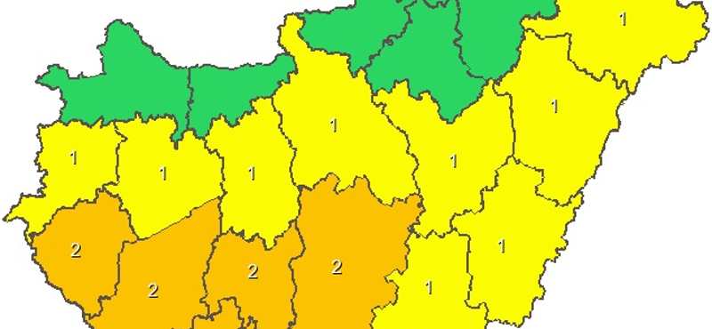 Narancs figyelmeztetést adtak ki, jön a hidegfront - térkép