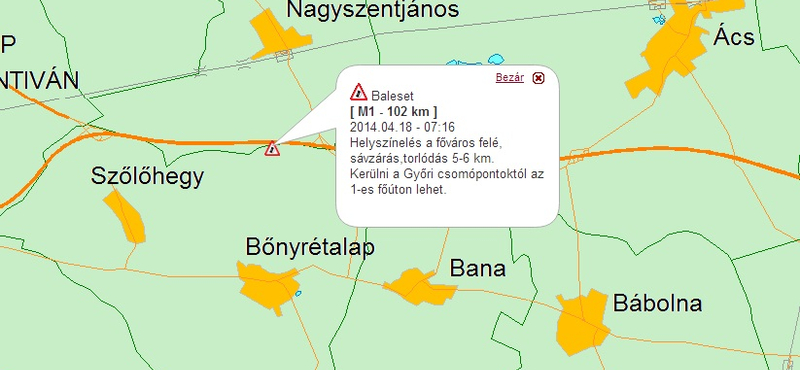 Hatalmas a dugó az M1-esen Budapest felé