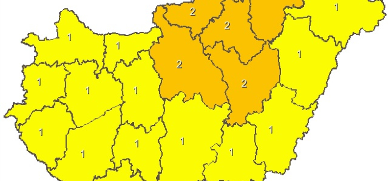Narancs figyelmeztetést adtak ki Budapestre és több megyére