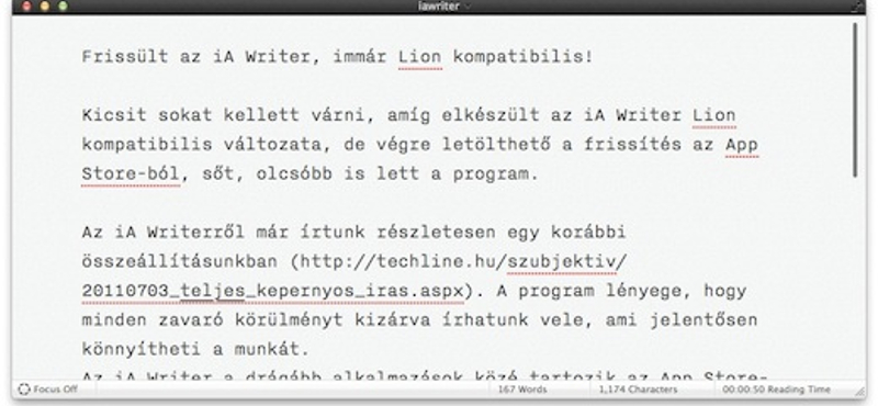 Frissült az iA Writer, immár Lion kompatibilis!