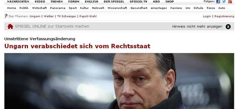 Spiegel Online: "Magyarország búcsúzik a jogállamiságtól"