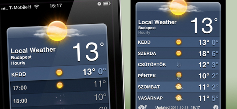 iOS 5 tipp: óránkénti időjárás-előrejelzés