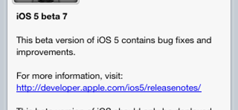 Megérkezett az IOS 5 béta 7 a tesztelőkhöz