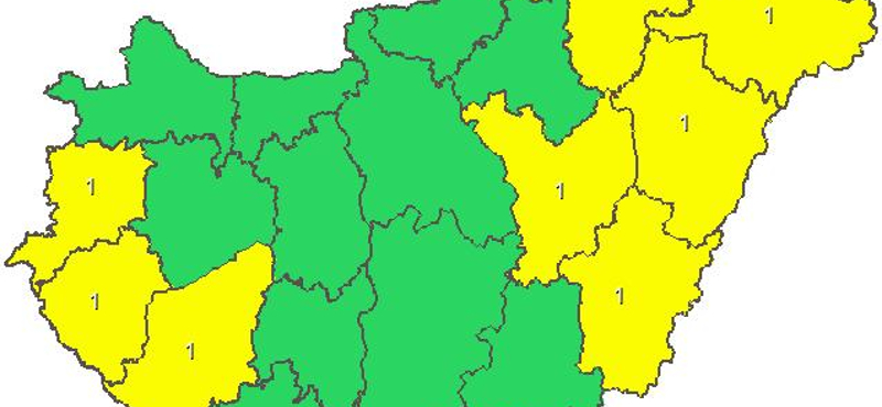 Figyelmeztetést adtak ki szombatra nyolc megyére - térkép