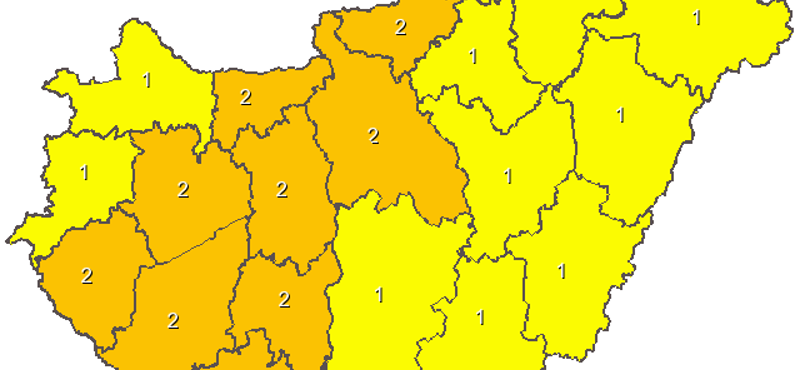 Térkép: Az egész ország területére figyelmeztetéseket adtak ki