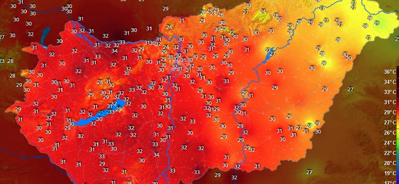 Máris vörös a térkép, pedig holnap még durvább lesz a hőség