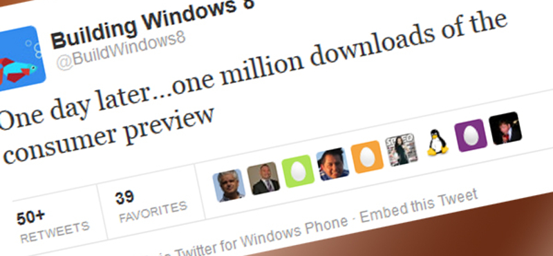 Windows 8 béta - egymillió letöltés egy nap alatt
