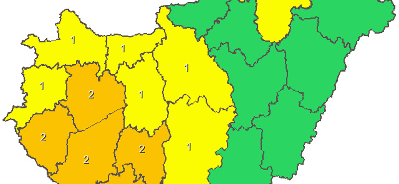 Térkép: Narancs figyelmeztetést is kiadtak holnapra