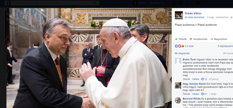 Orbán Rómában benézett a pápához is