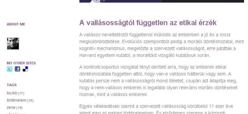 A vallásosságtól független az etikai érzék