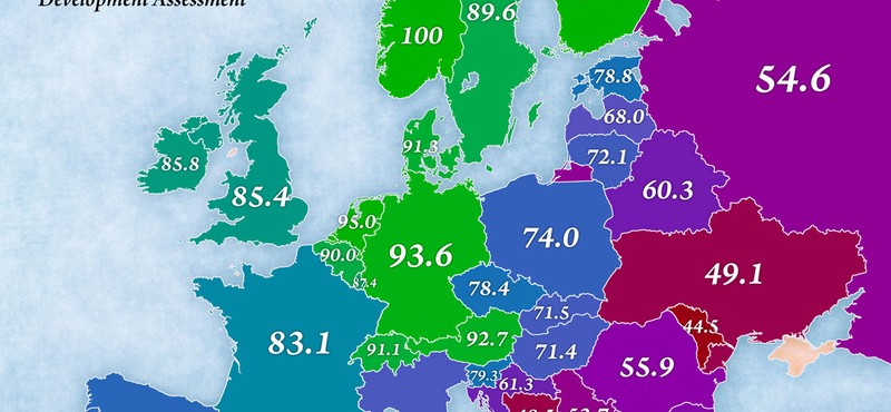Egy szép térkép, amelyen jól látszik a lemaradásunk