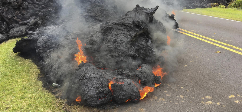 Drónvideón a hawaii vulkán megkövült lávája