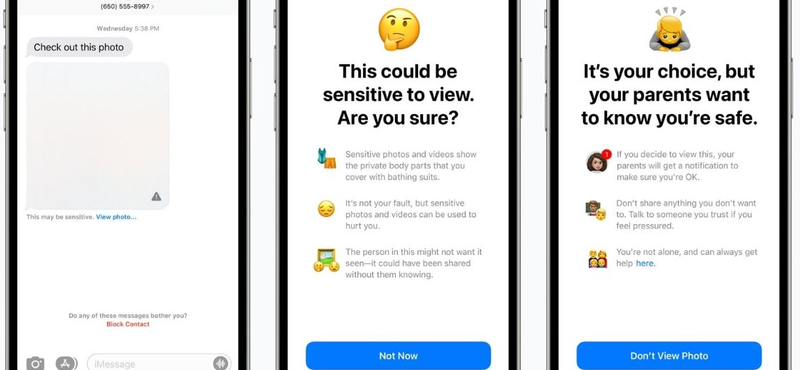 Az iPhone automatikusan elhomályosítja majd a meztelen fotót, ha azt gyerekeknek küldenék