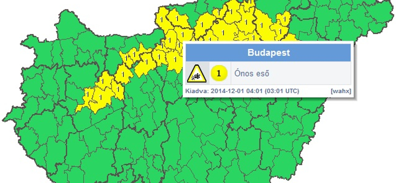 Riasztást adtak ki Budapestre és több régióra is – térkép