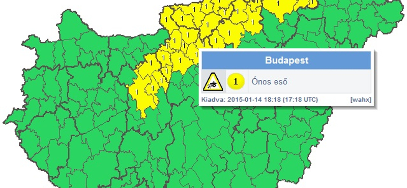 Riasztást adtak ki Budapestre és sok régióra is - térkép