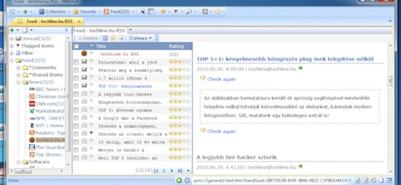 Kényelmes RSS hírolvasó Windowsra