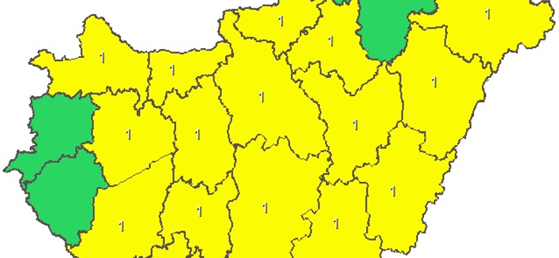 Figyelmeztetést adtak ki Budapestre és 15 megyére holnapra - térkép