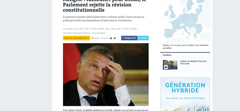 Le Monde: Orbán súlyos vereséget szenvedett