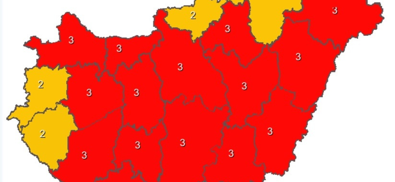 Pénteken is nagyon meleg lesz, tizenöt megyére vörös figyelmeztetést adtak ki