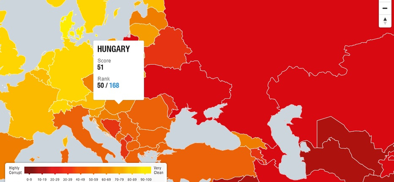 Tovább csúszott lefelé Magyarország a korrupciós világranglistán