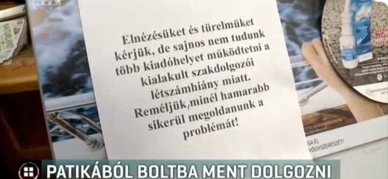 Cetlin kérnek elnézést egy patikában a létszámhiány miatt