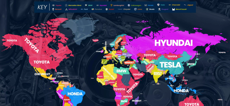 Ez egy fontos autós világtérkép – legalább is az autógyártók számára