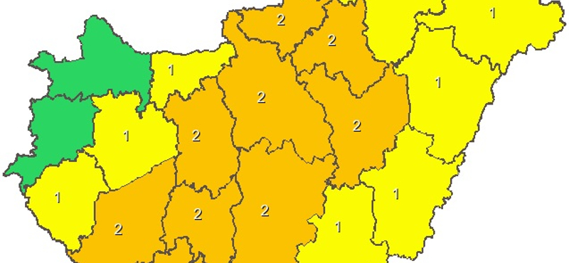 Itt a narancs figyelmeztetés, jégeső, szélvihar jöhet ma – térkép