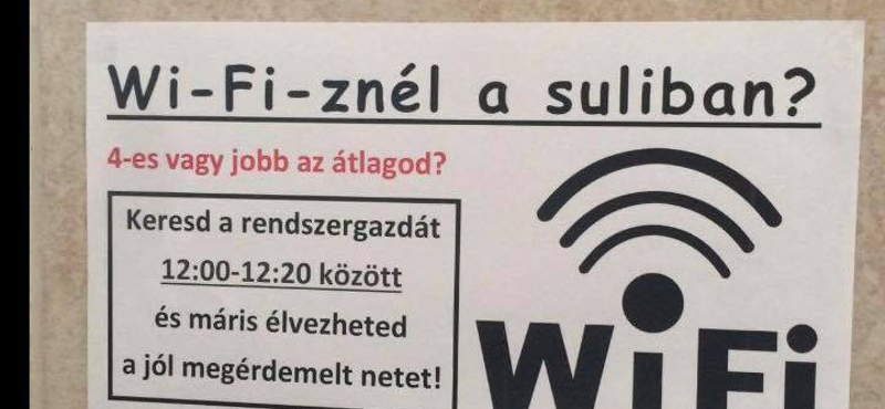 Érdekes ösztönzés egy gimnáziumban: ha 4-es vagy jobb az átlagod, wifizhetsz