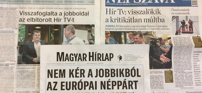 "Visszalökték","visszafoglalták" – így hozták a napilapok címlapjukon a Hír Tv-ügyet