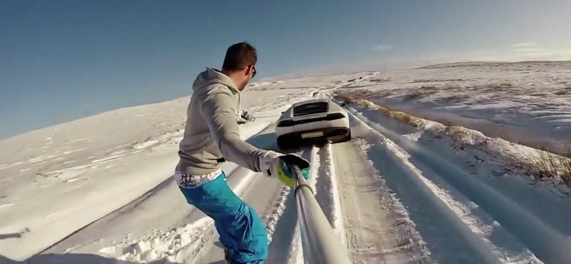 Lamborghini Huracan húzta a snowboardot