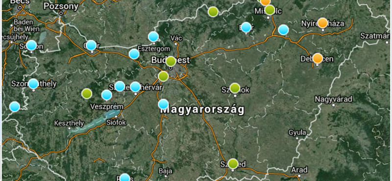 Egészségtelen a levegő három városban - térkép