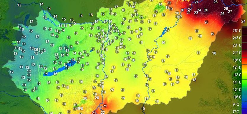 Hőtérkép: három részre szakadt az ország