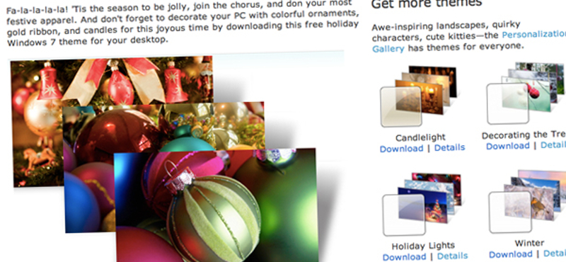 Karácsonyi Windows 7 témák a Microsofttól