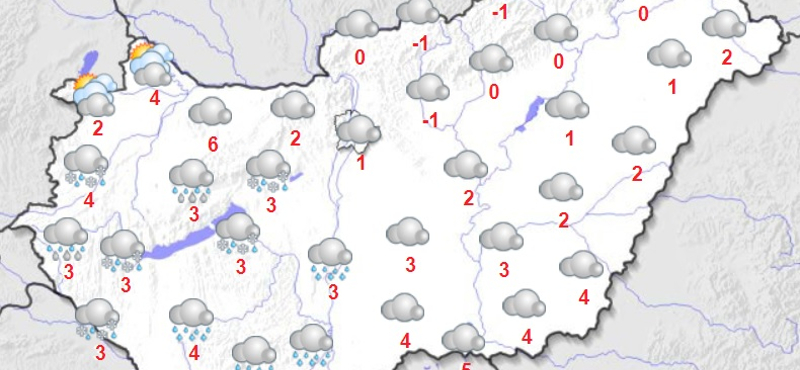 Kedden visszatér a havazás, nyugaton ónos eső esik