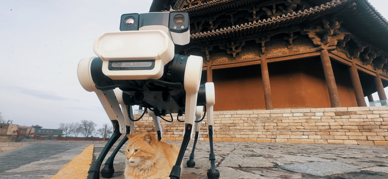 Hatlábú robotkutya védi Kínában az 1056-ban épült pagodát – videó