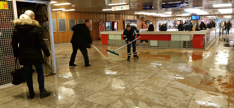 Barna trutymó öntötte el a Lehel téri metrómegállót – videó