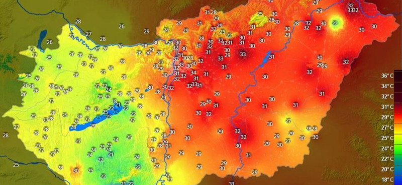 Térkép: 10 fokot esett a hőmérséklet a felhőszakadás után