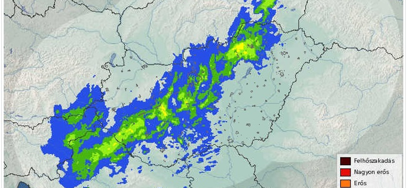 Esőfelhő tanyázik Magyarország felett - radarkép