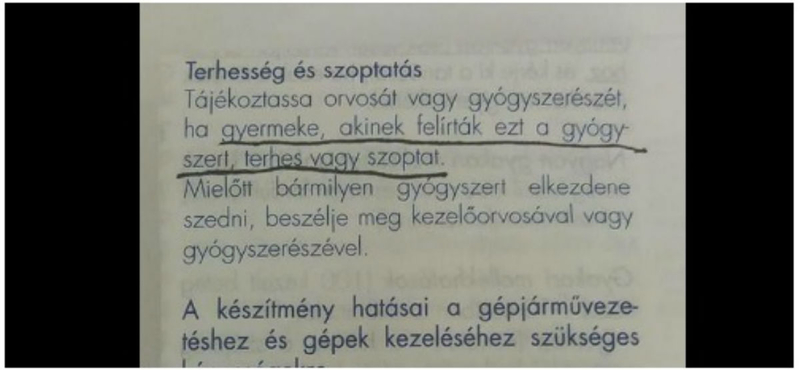 "Tájékoztassa orvosát, ha gyermeke terhes vagy szoptat"