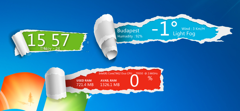 Rendkívül látványos időjárás-jelentés és óra a Windows Asztalára